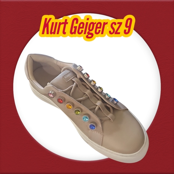 Kurt Geiger Woman's Sneaker Tan with Rainbow Embellishments Chunky - Picture 1 of 9